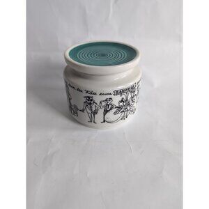 Helmut Kruger Sugar Jar Canister Lid Blue Mid Century Vintage MCM People Theme